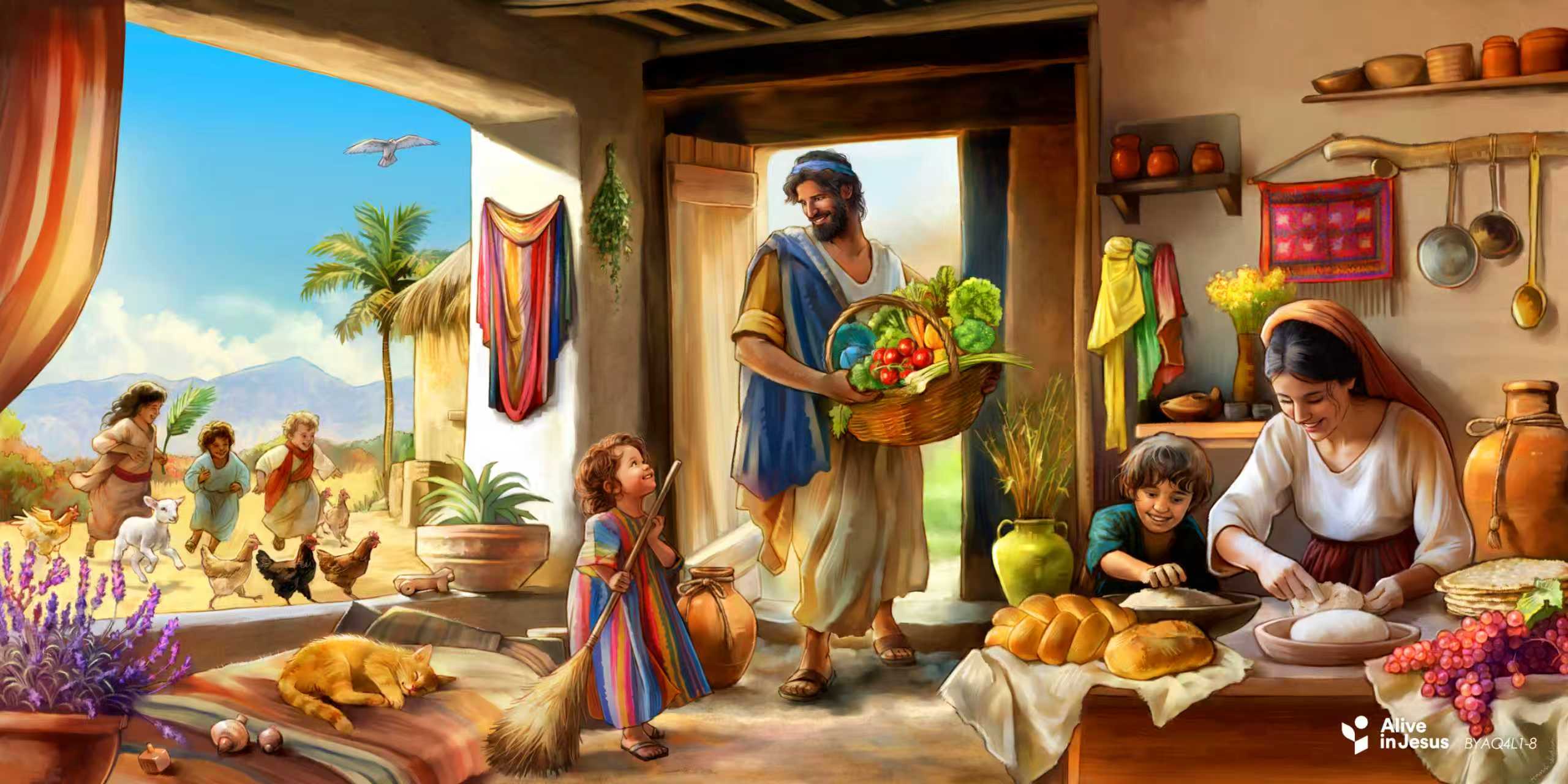 Alive in Jesus Custom Mural/Banner(Fabric Backdrop) (default: no border, no pocket)