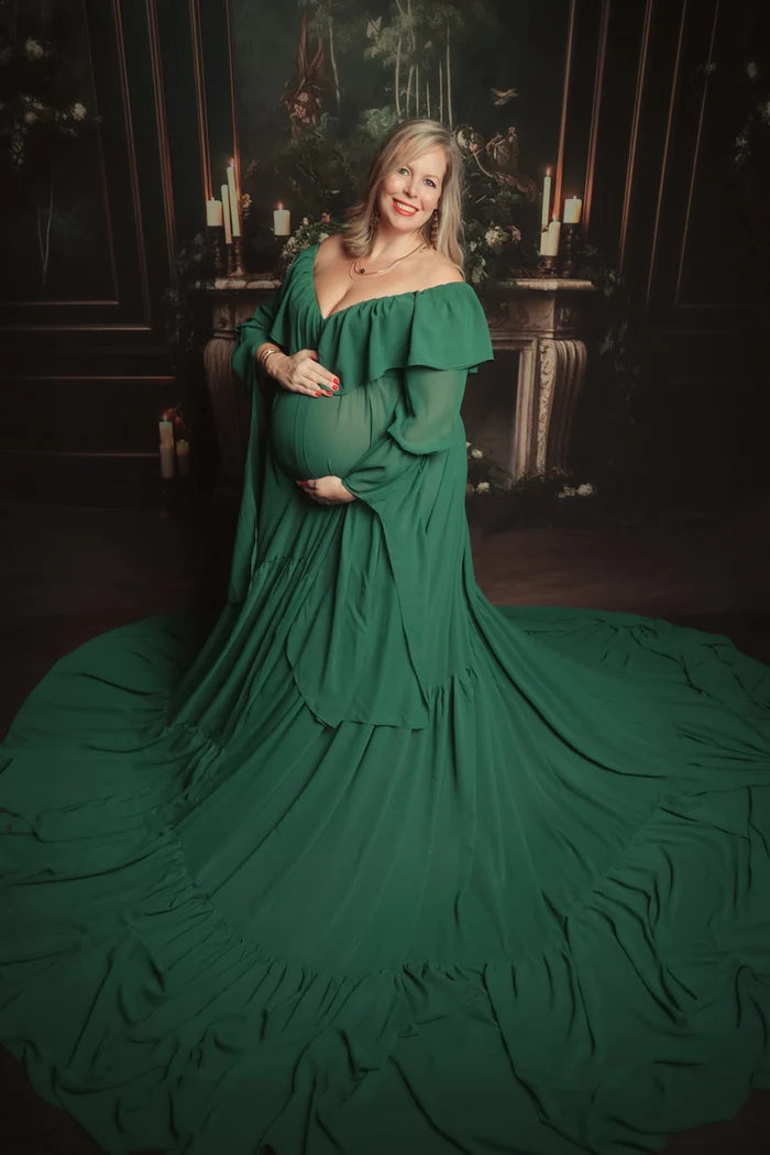 Kate Chiffon Tail Pregnant Women's Skirt Maternity Photoshoot Dress - Kate Backdrop AU