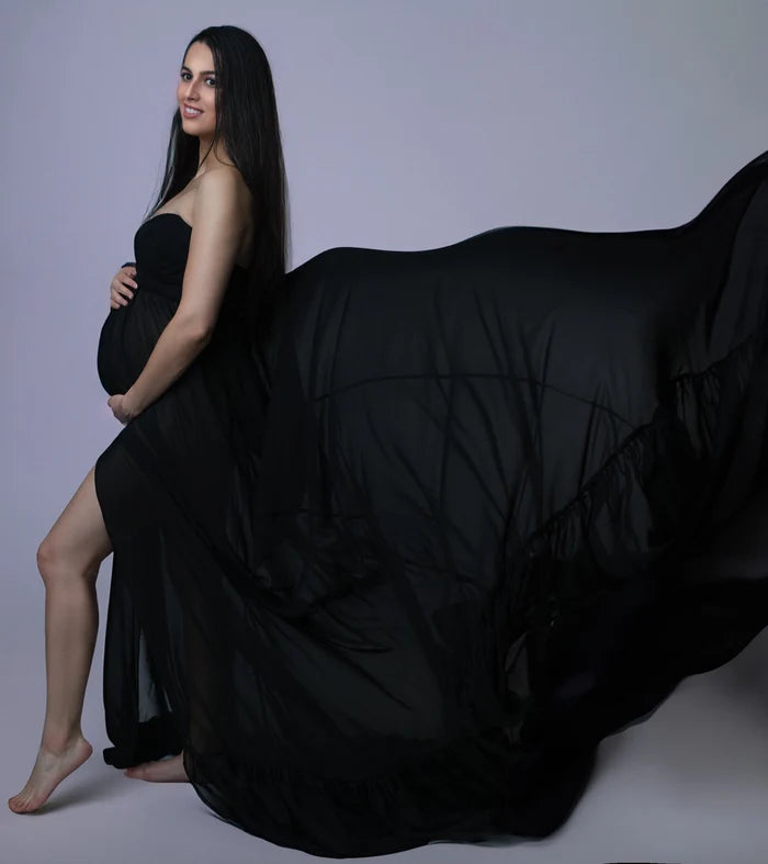 Kate Long Sleeve Chiffon Maternity Photoshoot Dress - Kate Backdrop AU