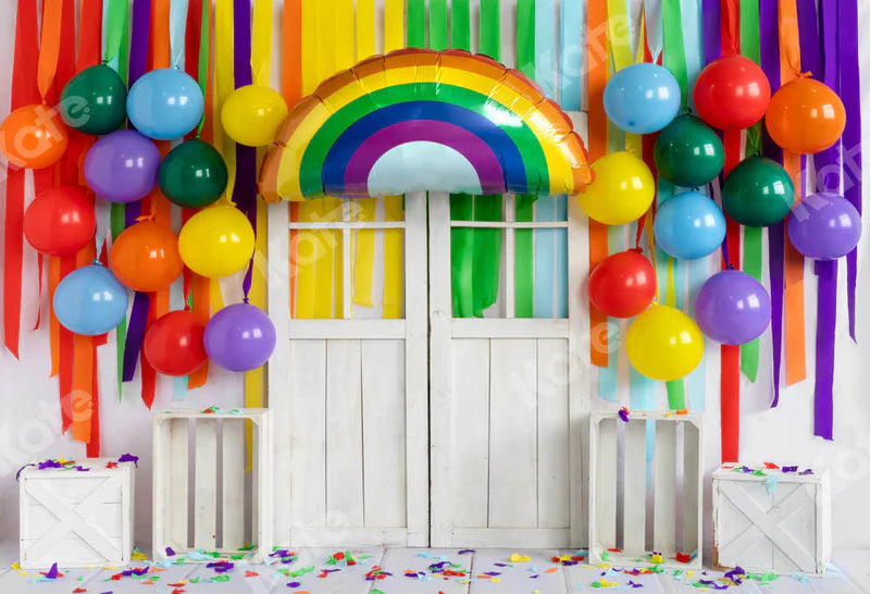 Kate Rainbow Balloons Backdrop Birthday Party Designed by Emetselch - Kate Backdrop AU