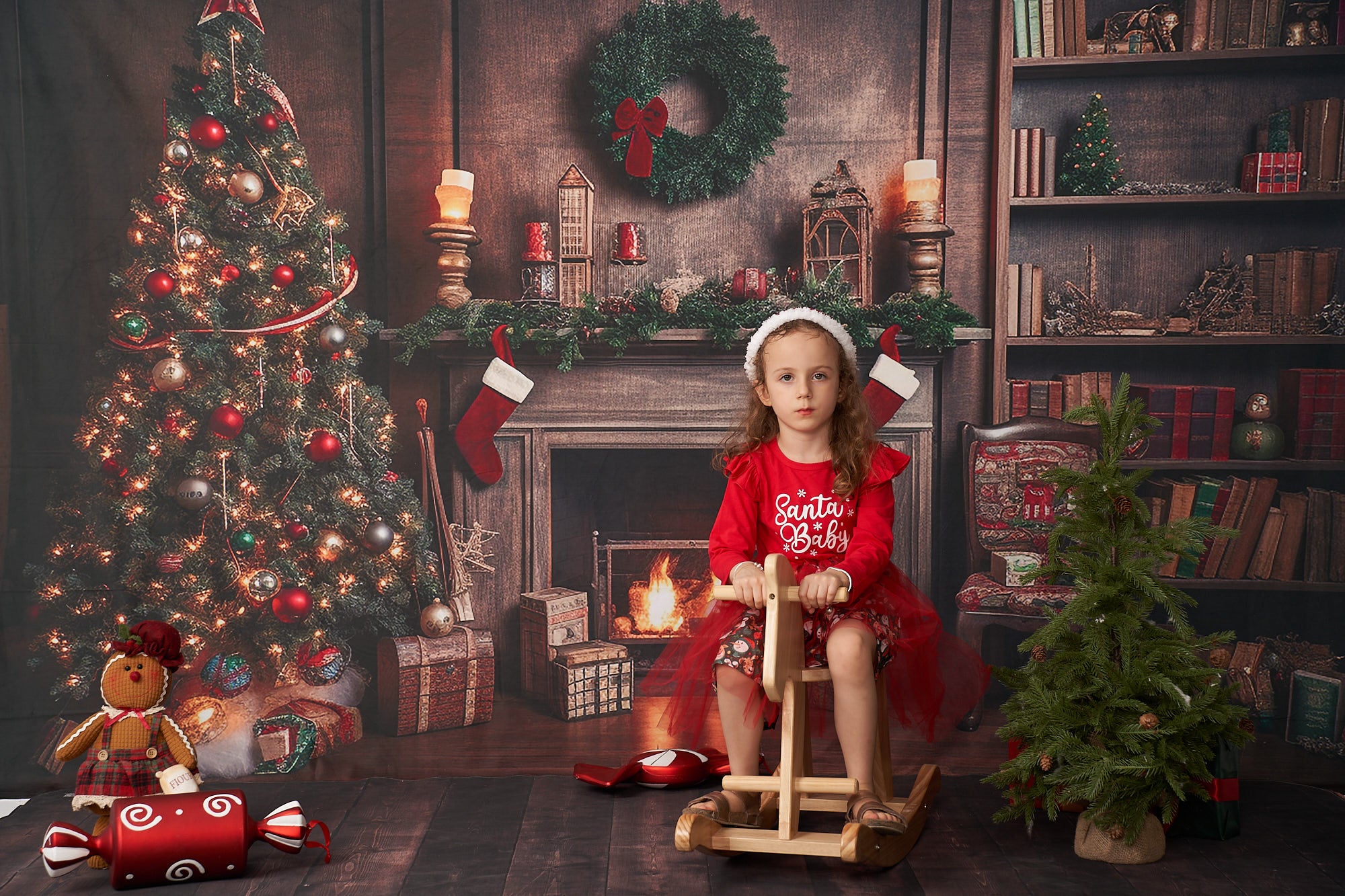 Kate Christmas Tree Fireplace Backdrop Winter for Photography - Kate Backdrop AU