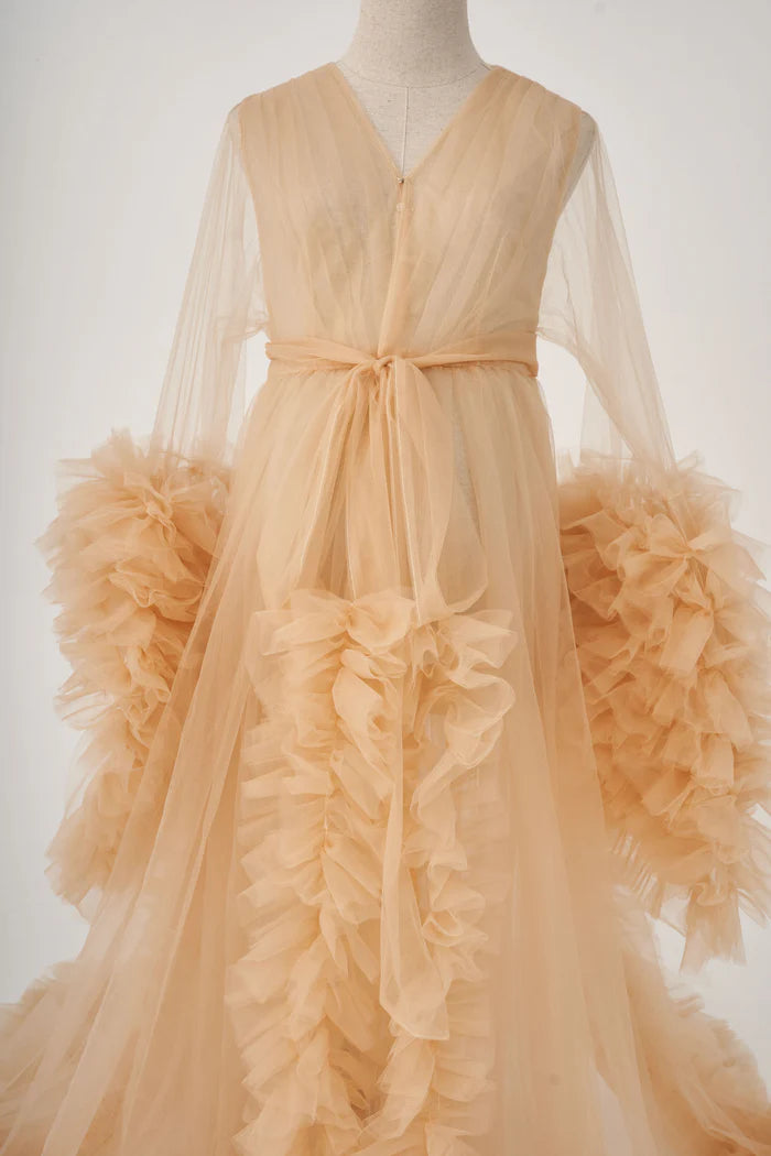 Kate Bell Sleeve Sheer Super Soft Ruffled Maternity Photoshoot Dress - Kate Backdrop AU