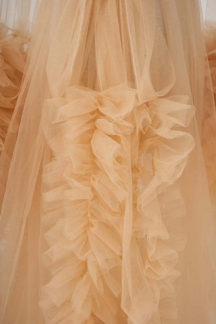 Kate Bell Sleeve Sheer Super Soft Ruffled Maternity Photoshoot Dress - Kate Backdrop AU