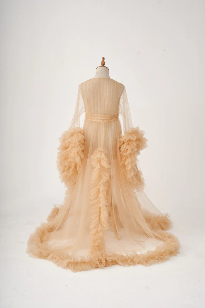 Kate Bell Sleeve Sheer Super Soft Ruffled Maternity Photoshoot Dress - Kate Backdrop AU