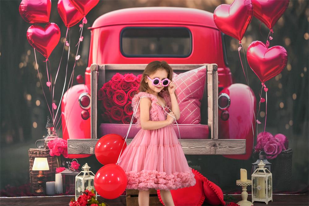 Kate Valentine's Day Love Balloon Truck Backdrop Designed by Chain Photography - Kate Backdrop AU