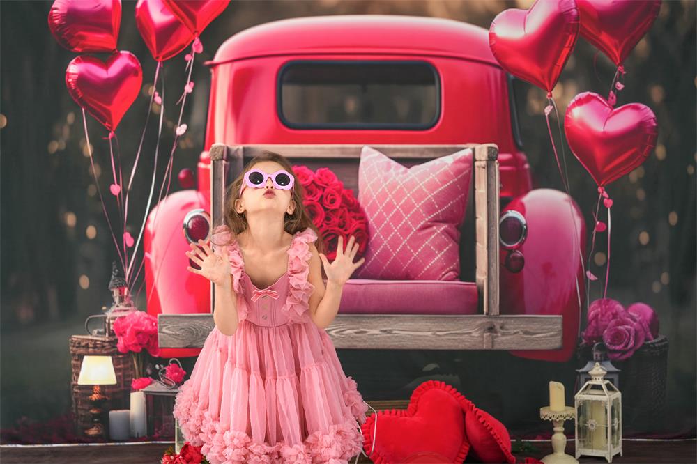 Kate Valentine's Day Love Balloon Truck Backdrop Designed by Chain Photography - Kate Backdrop AU