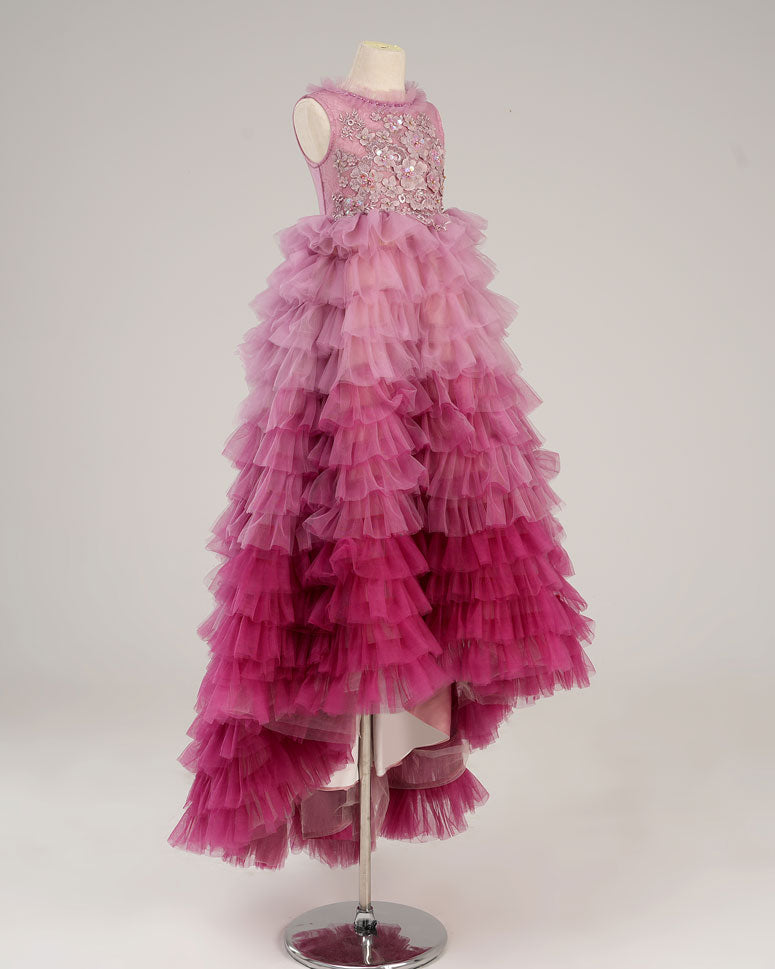 Kate Spring/Summer Barbie Gradient Pink and Purple Tiered Kids Dress for Photography - Kate Backdrop AU