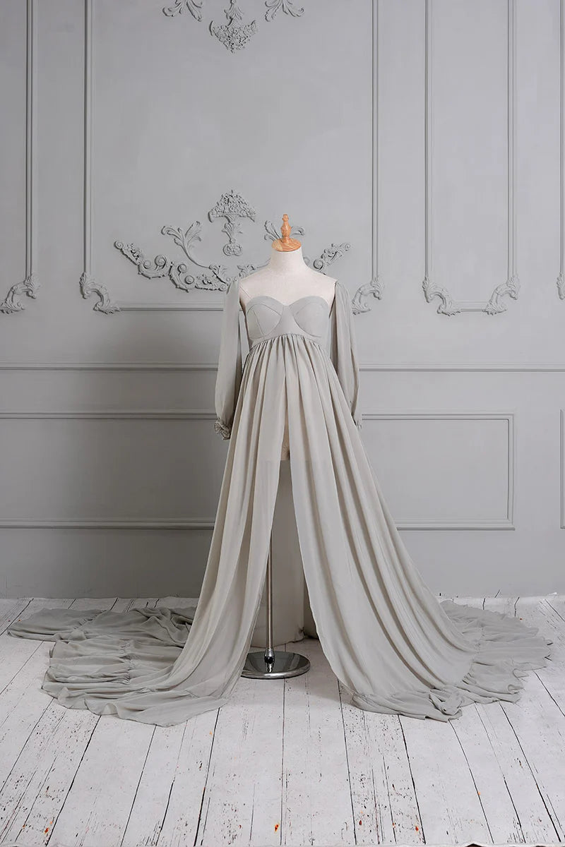 Kate Long Sleeve Chiffon Maternity Photoshoot Dress - Kate Backdrop AU