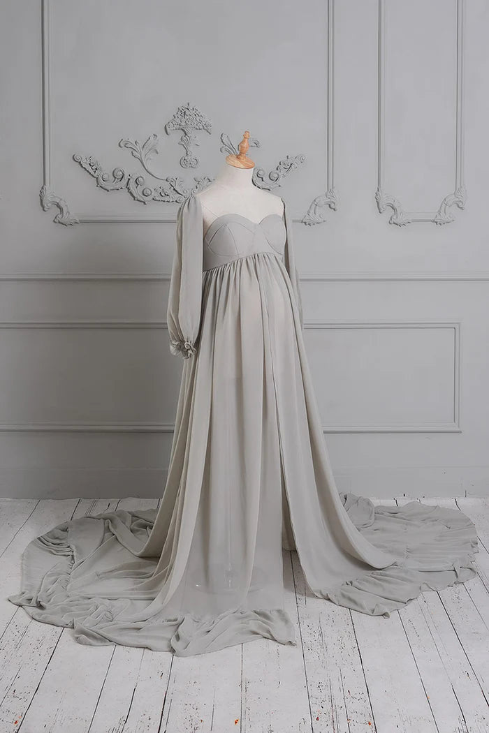 Kate Long Sleeve Chiffon Maternity Photoshoot Dress - Kate Backdrop AU