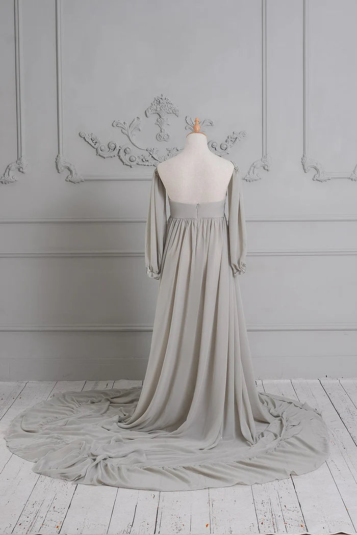 Kate Long Sleeve Chiffon Maternity Photoshoot Dress - Kate Backdrop AU