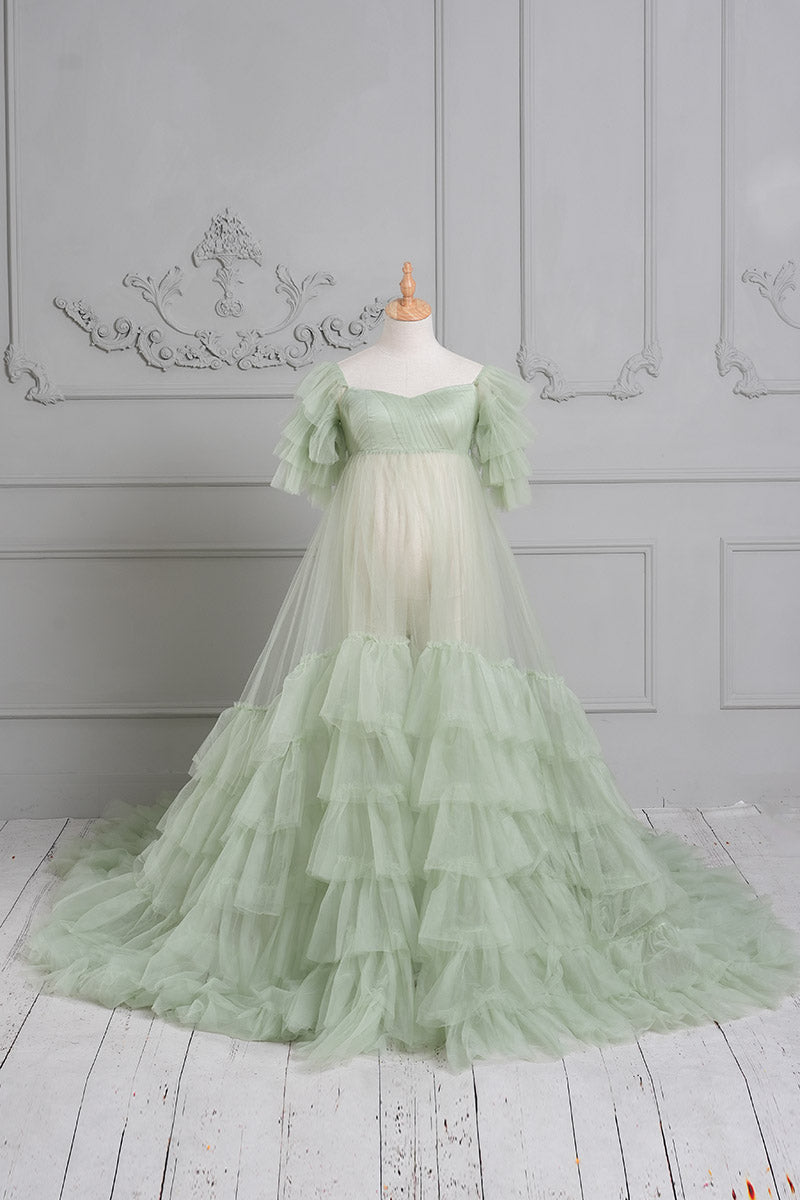 Kate Cake Mesh Mint Green Maternity Photoshoot Dress - Kate Backdrop AU