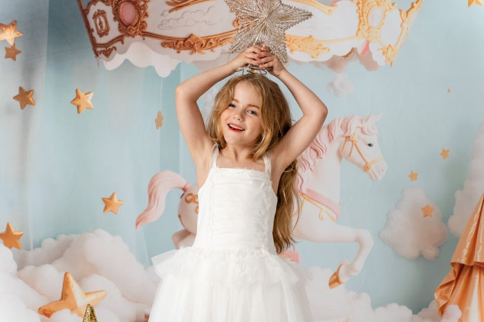 Kate Carousel Horse Clouds Stars Backdrop Designed by Emetselch - Kate Backdrop AU