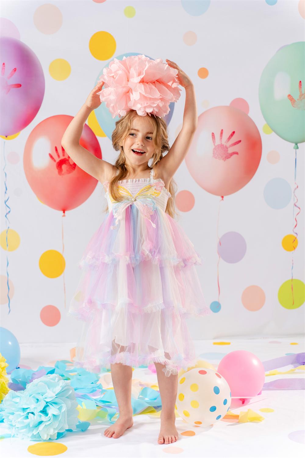 Kate Balloon Handprint Backdrop+Colored Dots Floor Backdrop - Kate Backdrop AU