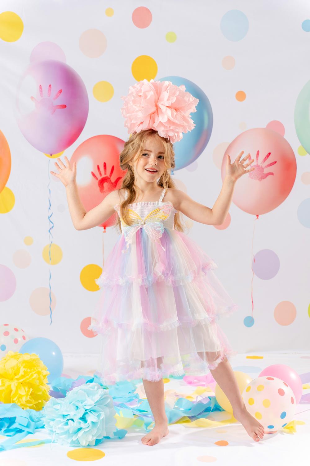 Kate Balloon Handprint Backdrop+Colored Dots Floor Backdrop - Kate Backdrop AU