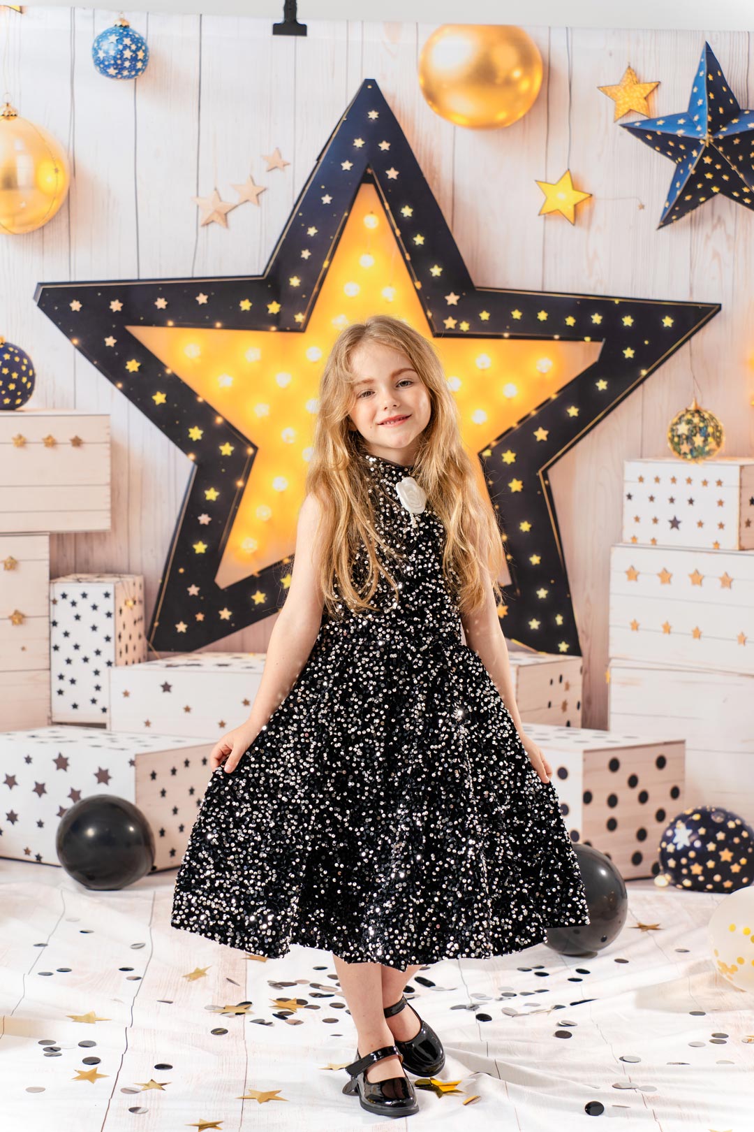 Kate Star Party Birthday Backdrop+Wood Floor Backdrop - Kate Backdrop AU