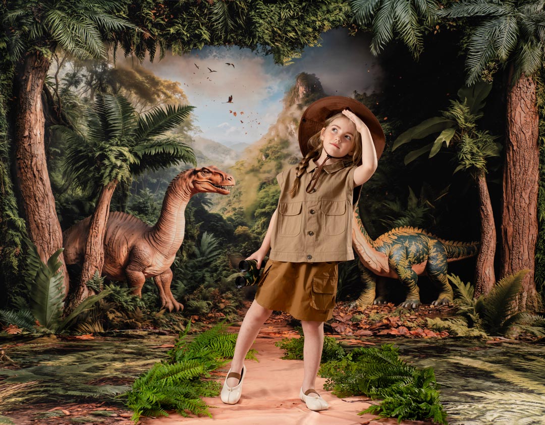 Kate Dinosaur Jungle Trees Fleece Backdrop Designed by Emetselch - Kate Backdrop AU