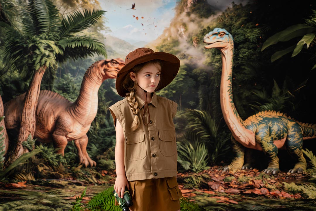 Kate Dinosaur Forest Trees Green Backdrop Designed by Emetselch - Kate Backdrop AU