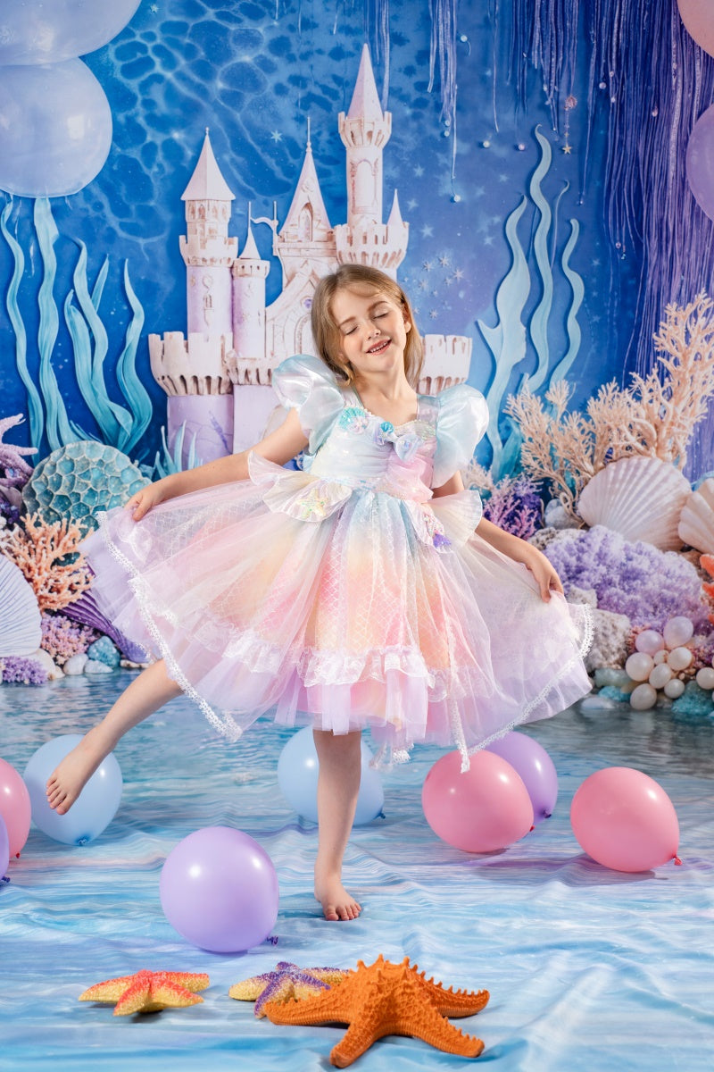 Kate Mermaid Castle Balloons Coral Sea Backdrop Designed by Emetselch - Kate Backdrop AU