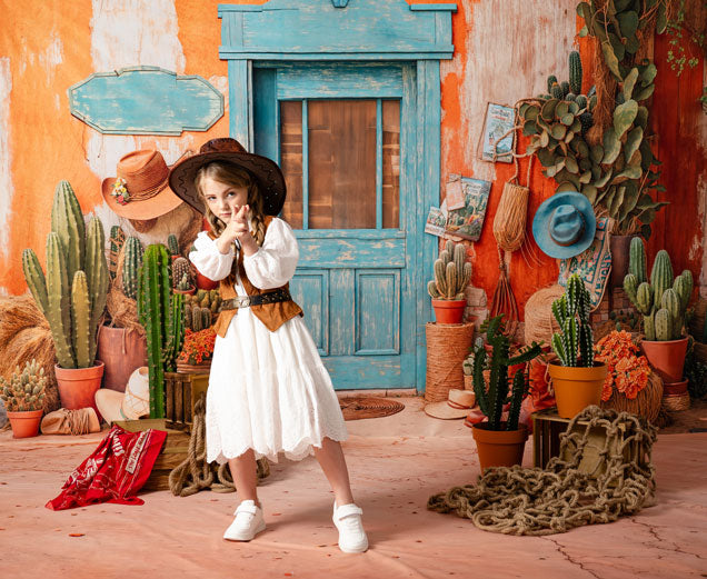 Kate Western Cactus Hats Door Backdrop Designed by Emetselch - Kate Backdrop AU