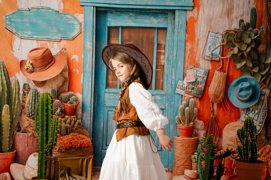 Kate Western Cactus Hats Door Backdrop Designed by Emetselch - Kate Backdrop AU