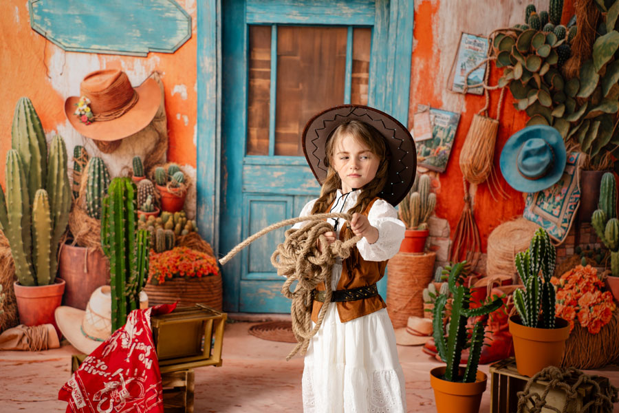 Kate Western Cactus Hats Door Backdrop Designed by Emetselch - Kate Backdrop AU