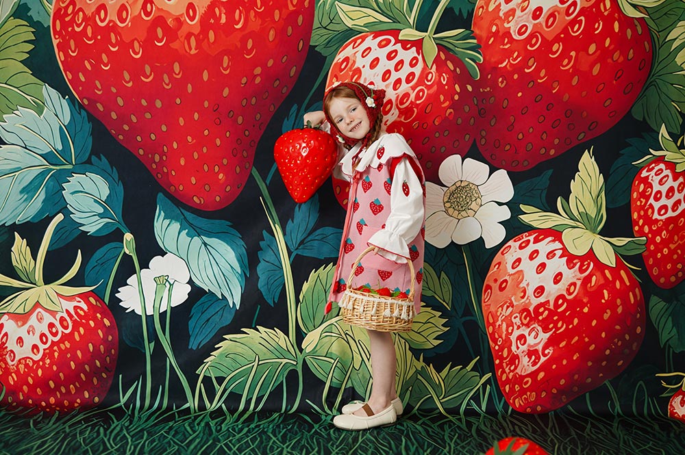 Kate Doll Collar Strawberry Kid Dress for Photography - Kate Backdrop AU