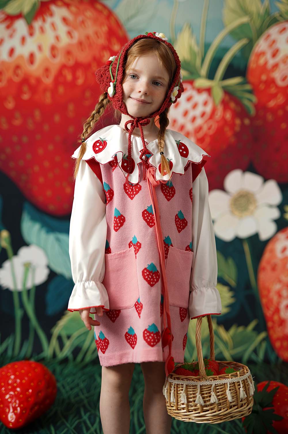 Kate Doll Collar Strawberry Kid Dress for Photography - Kate Backdrop AU