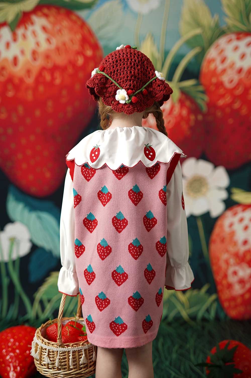 Kate Doll Collar Strawberry Kid Dress for Photography - Kate Backdrop AU