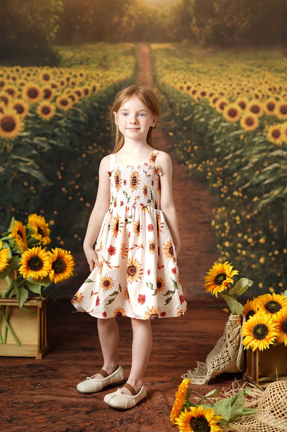 Kate Summer Sunflower Kid Dress for Photography