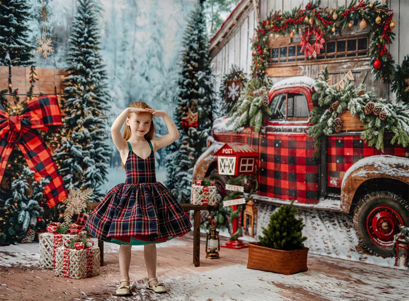 Kate Winter Christmas Tree Truck Gifts Roomset Photo Kit - Kate Backdrop AU
