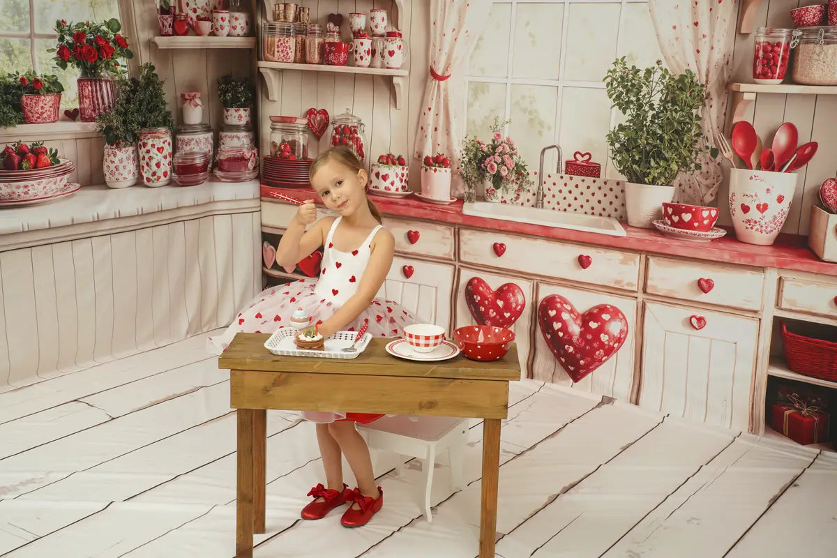 Kate Valentine's Day Heart Mesh Kids Dress for Photography - Kate Backdrop AU