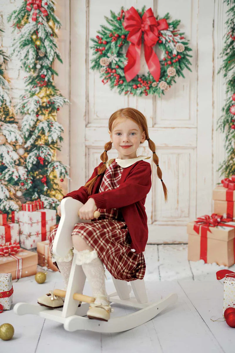 Kate Winter White Front Wooden Door Christmas Tree Gifts Photo Kit - Kate Backdrop AU