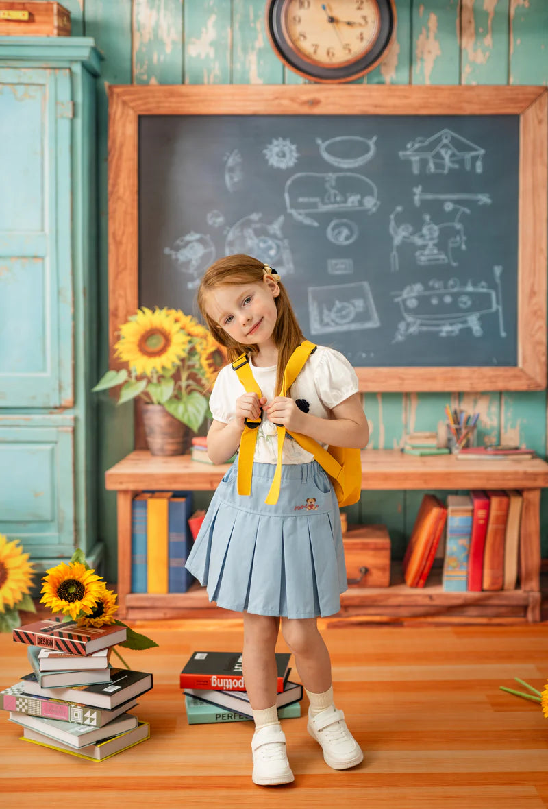 Kate Back to School Chalkboard Book Sunflower Photo Kit - Kate Backdrop AU