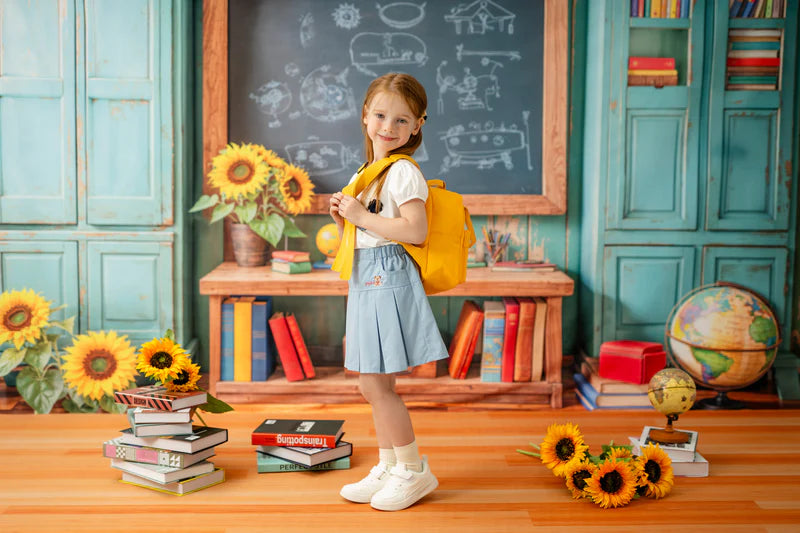 Kate Back to School Chalkboard Book Sunflower Photo Kit - Kate Backdrop AU
