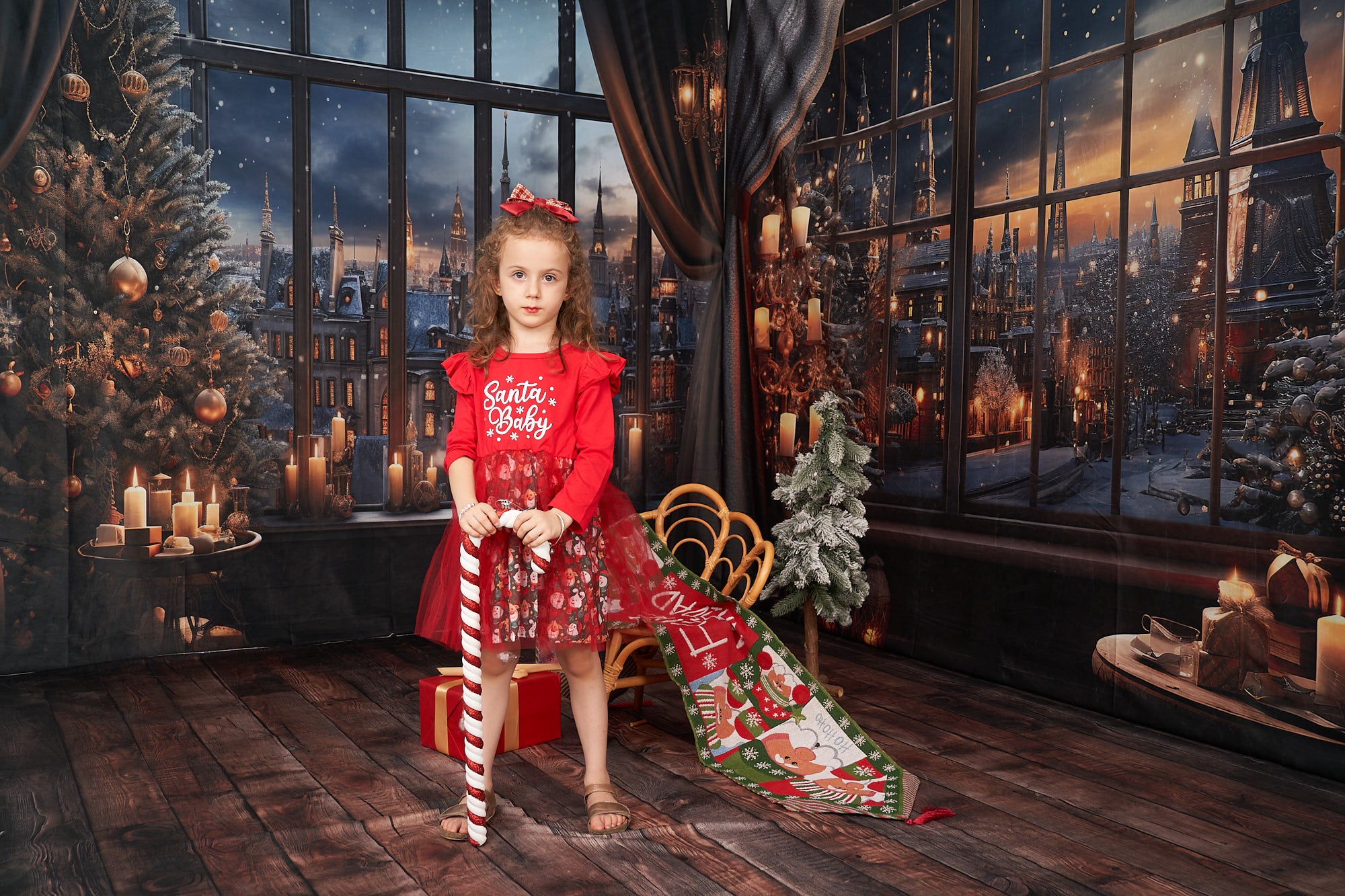 Kate Winter Snow Night Window Room Set(8ftx8ft&10ftx8ft&8ftx10ft) - Kate Backdrop AU