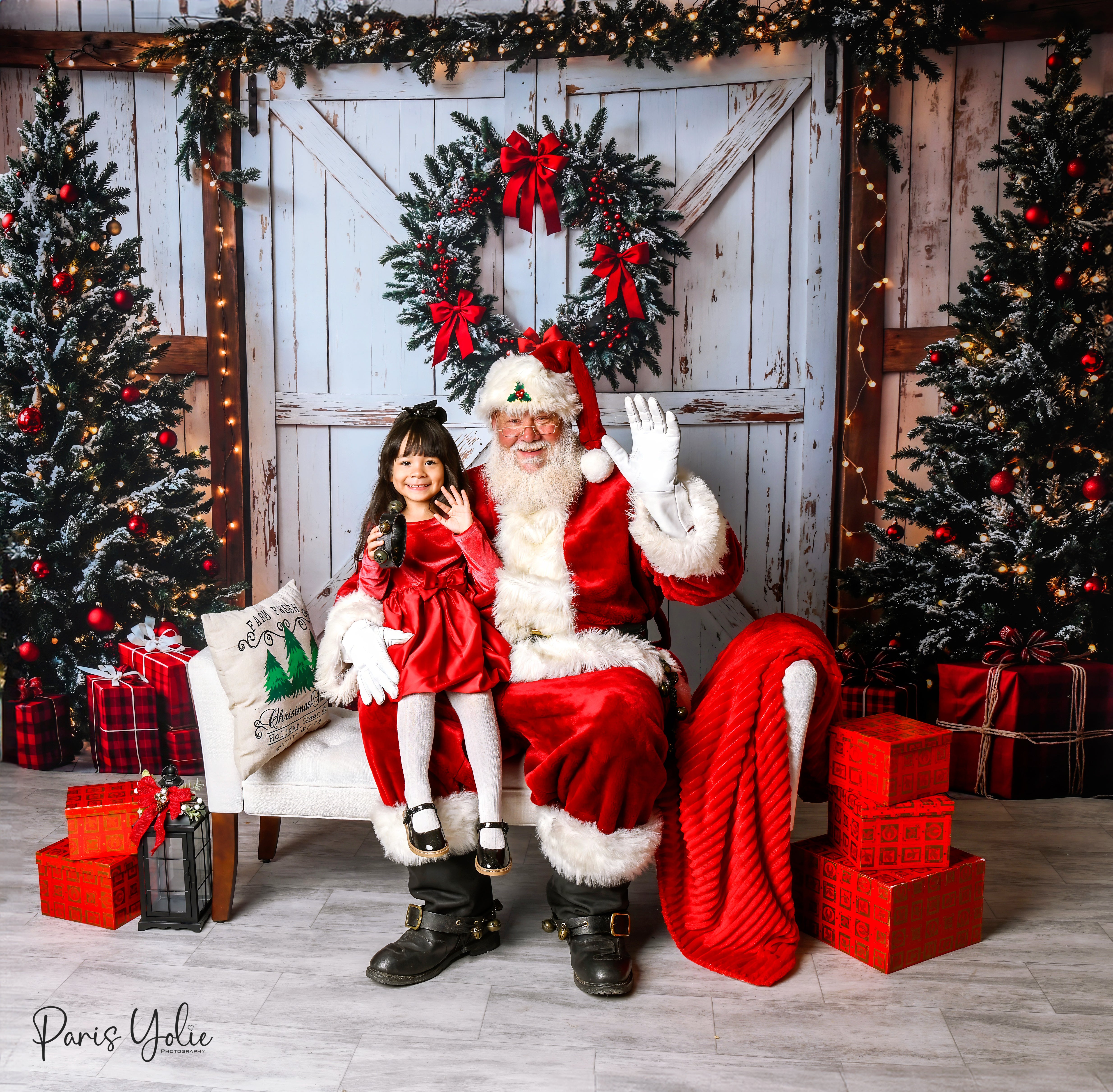 Kate Fleece Christmas Backdrop Trees Door Gifts Designed by Emetselch - Kate Backdrop AU