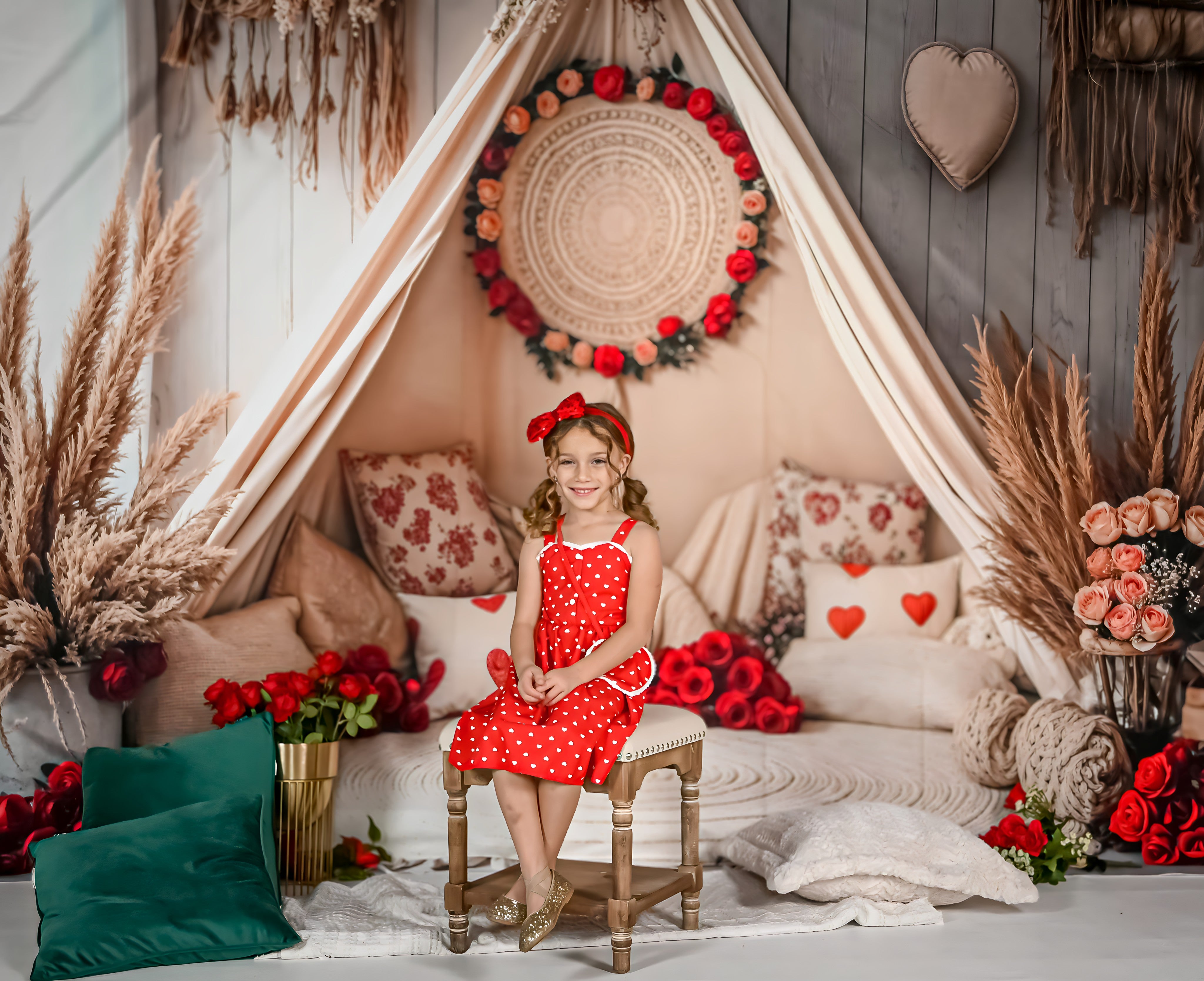 Kate Boho Romantic Floral Tent Backdrop Designed by Emetselch - Kate Backdrop AU