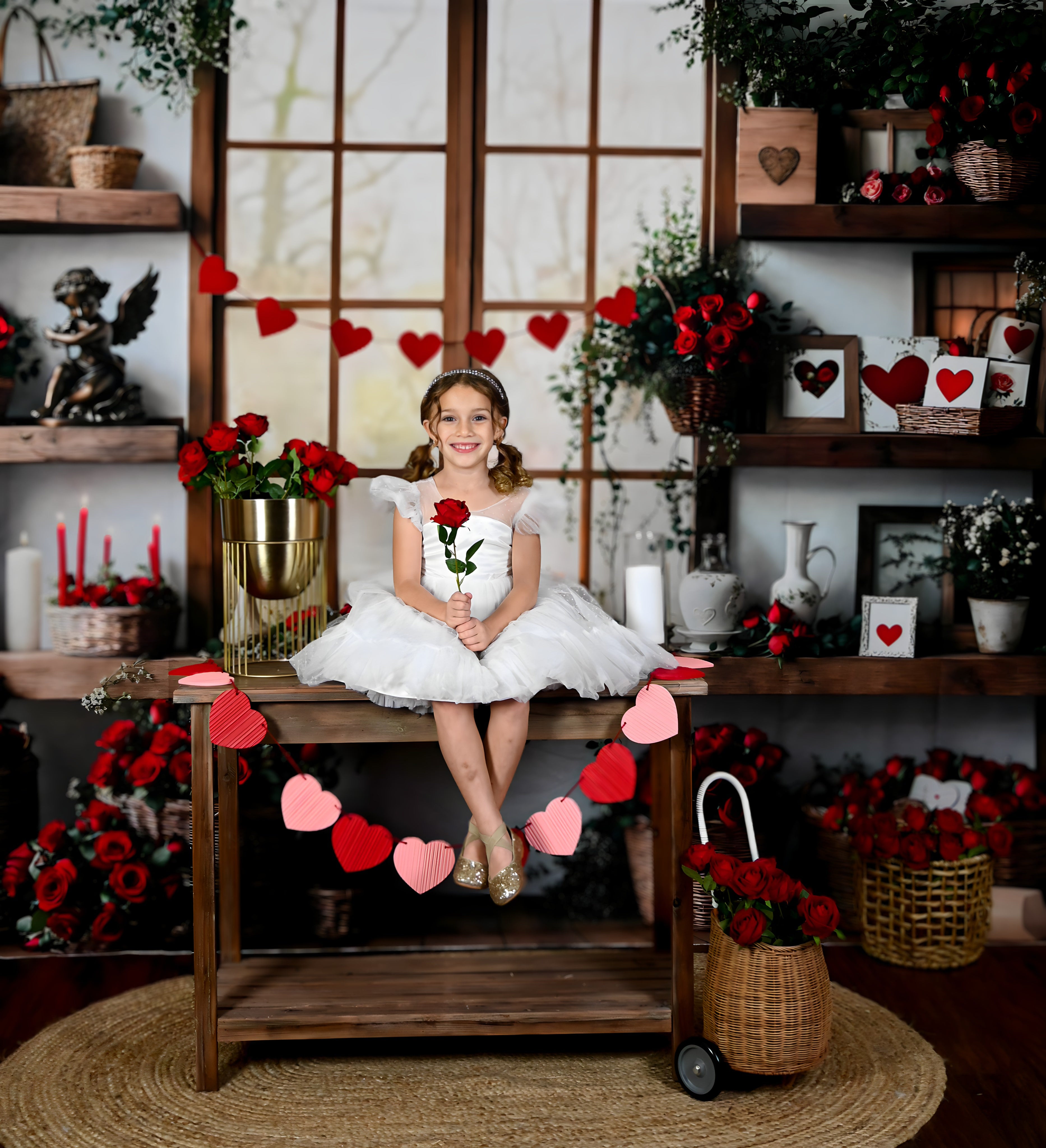 Kate Valentine's Day Roses Shelves Backdrop Designed by Emetselch - Kate Backdrop AU