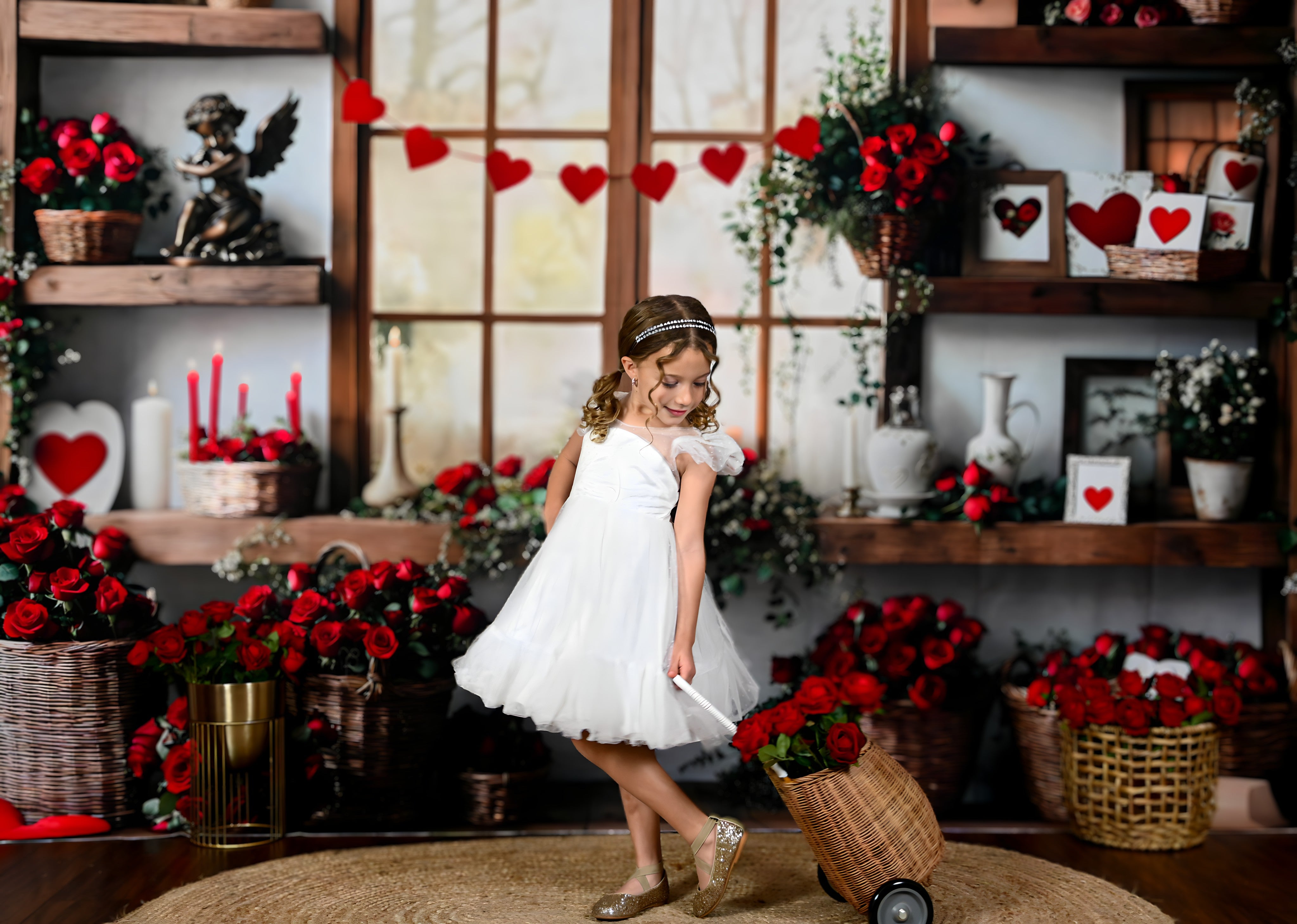 Kate Valentine's Day Roses Shelves Backdrop Designed by Emetselch - Kate Backdrop AU