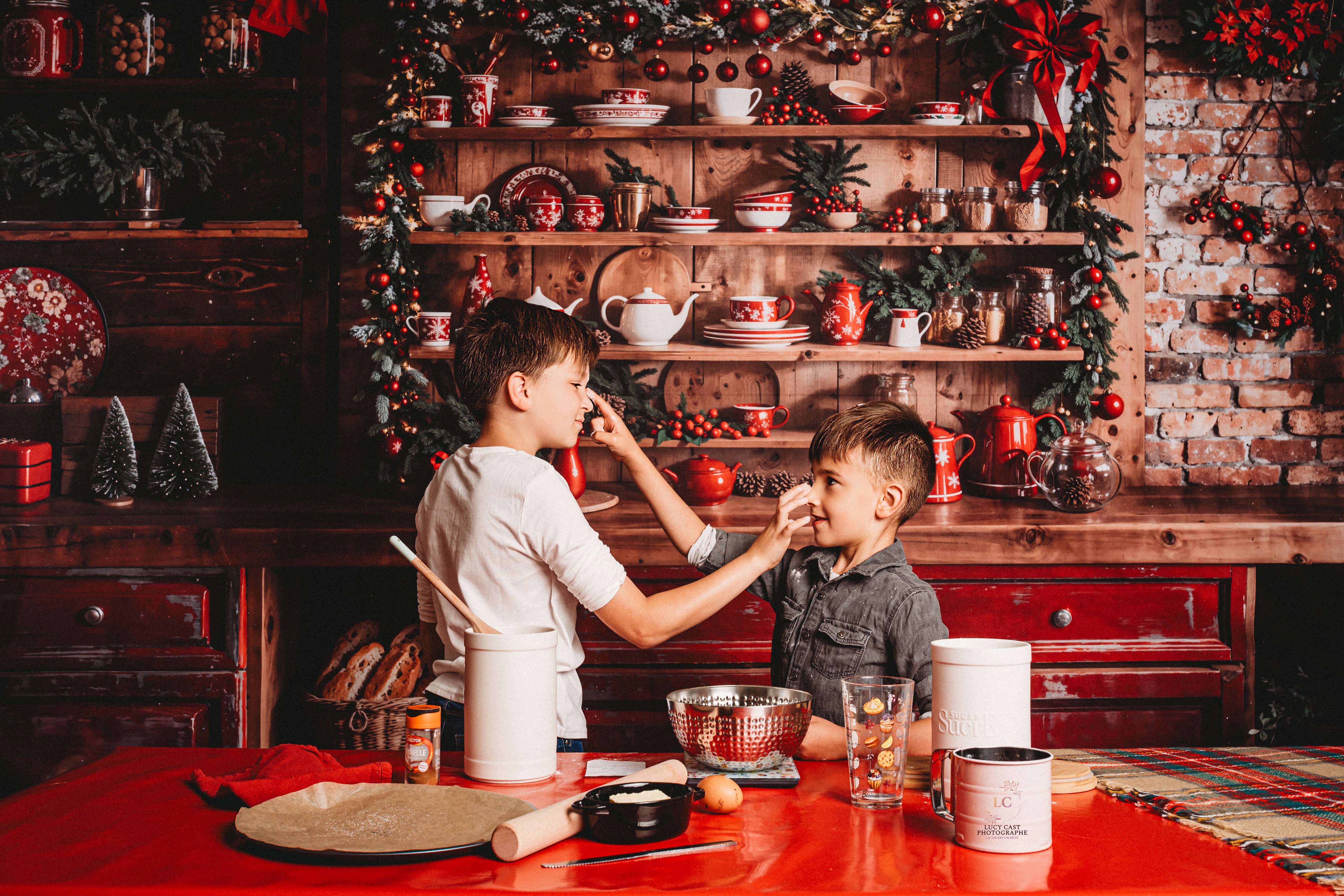 Kate Red Christmas Cupboard Backdrop