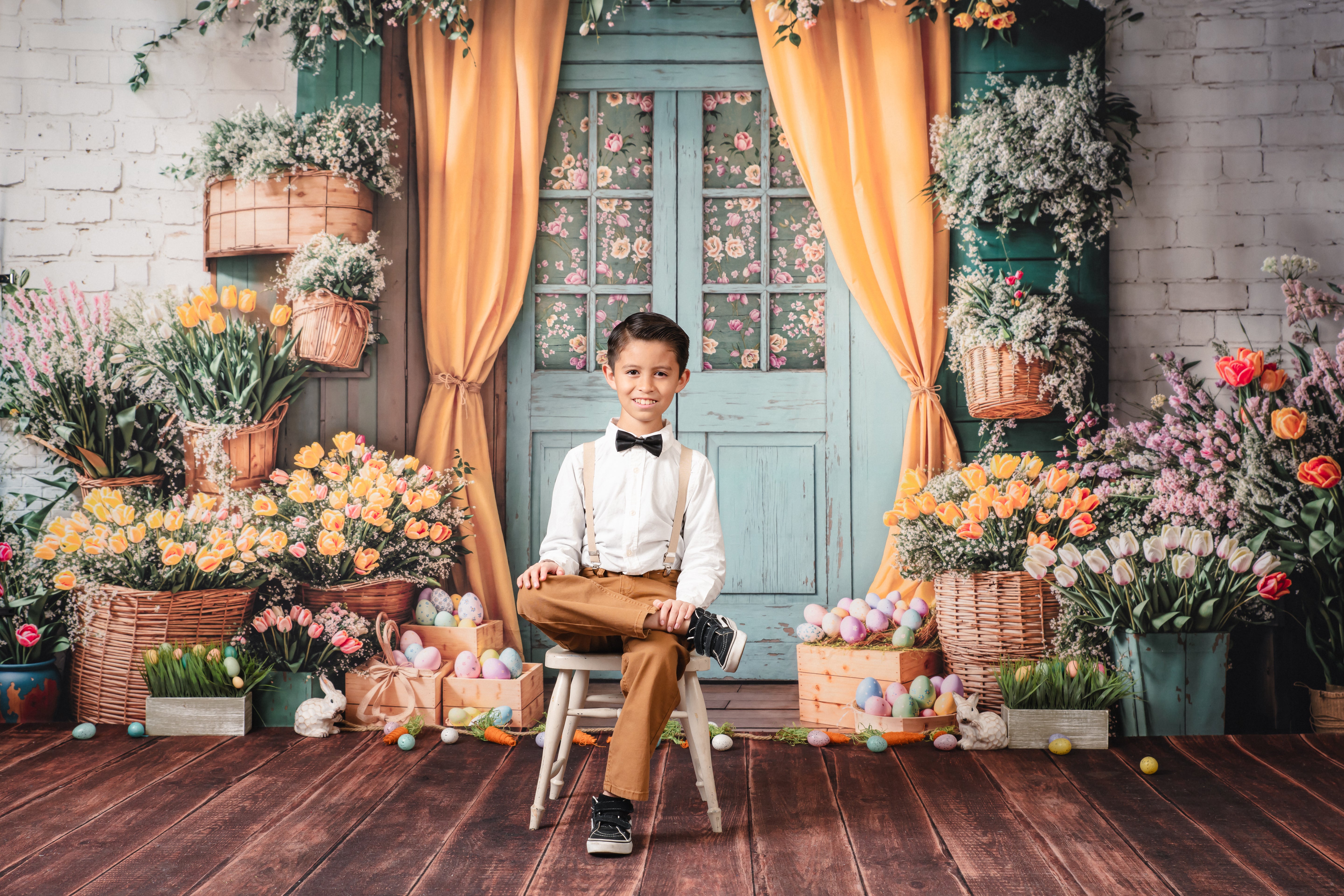 Kate Easter Floral Door Curtain Fleece Backdrop Designed by Emetselch - Kate Backdrop AU