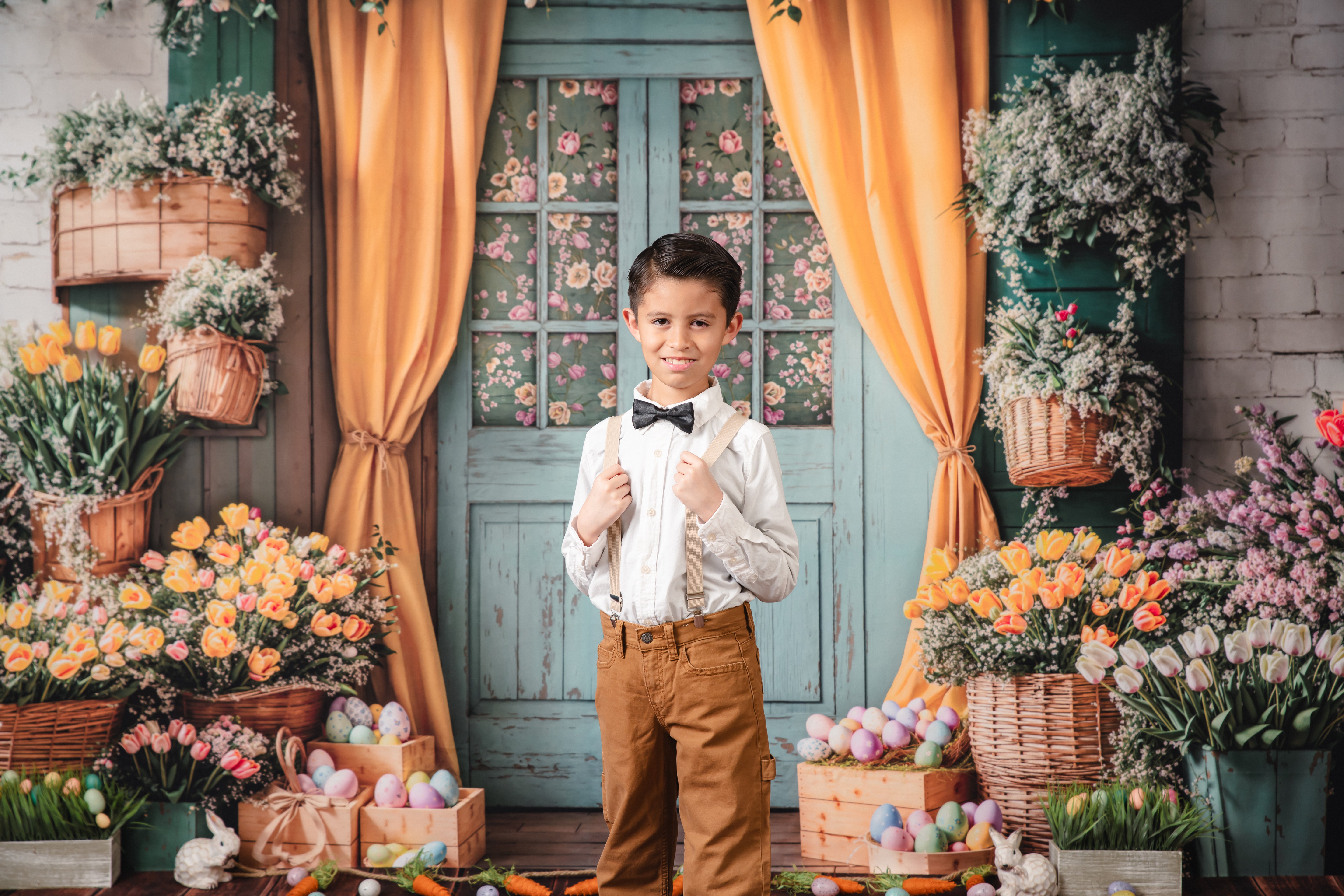 Kate Easter Floral Door Curtain Fleece Backdrop Designed by Emetselch - Kate Backdrop AU