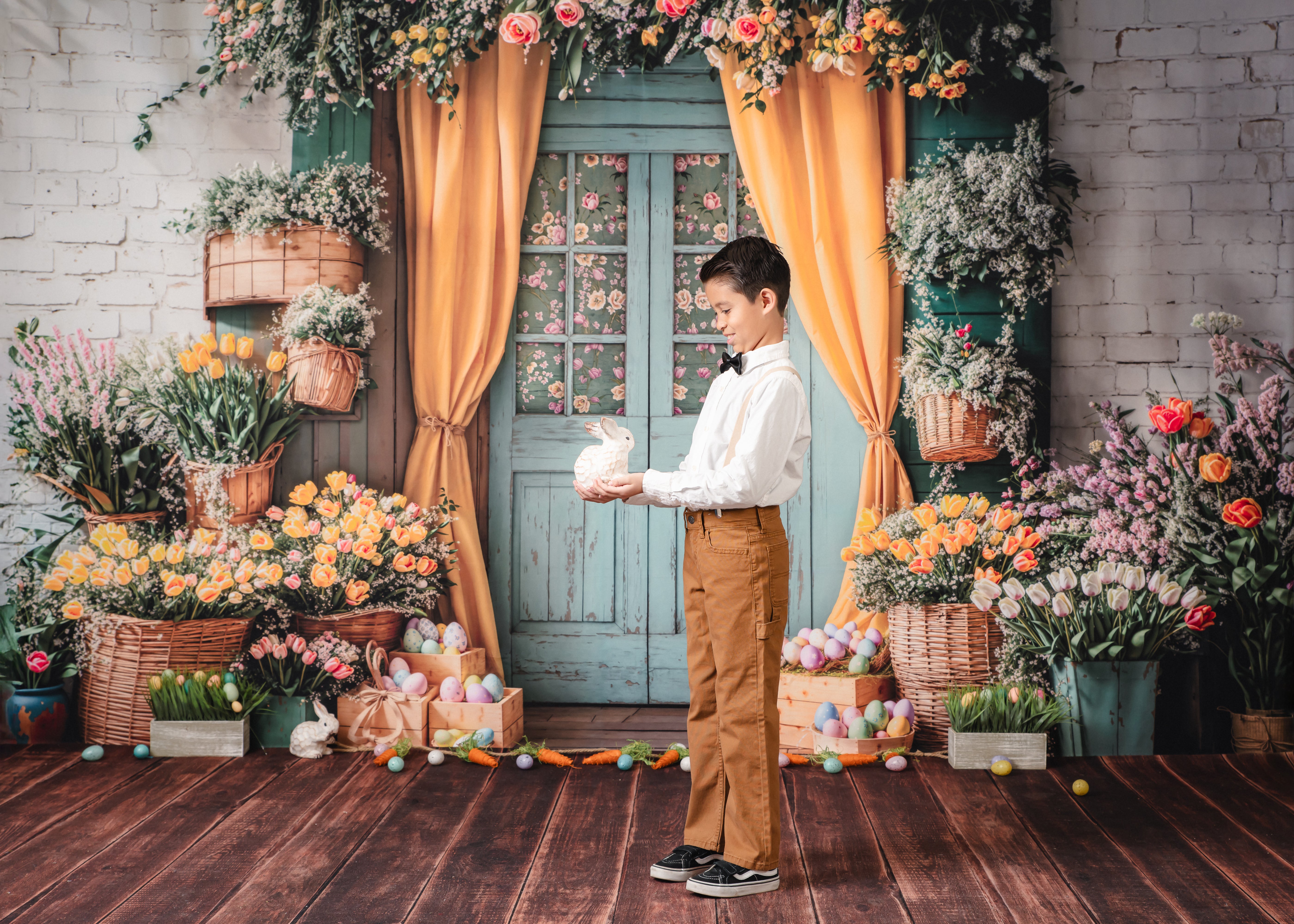 Kate Easter Floral Door Curtain Fleece Backdrop Designed by Emetselch - Kate Backdrop AU