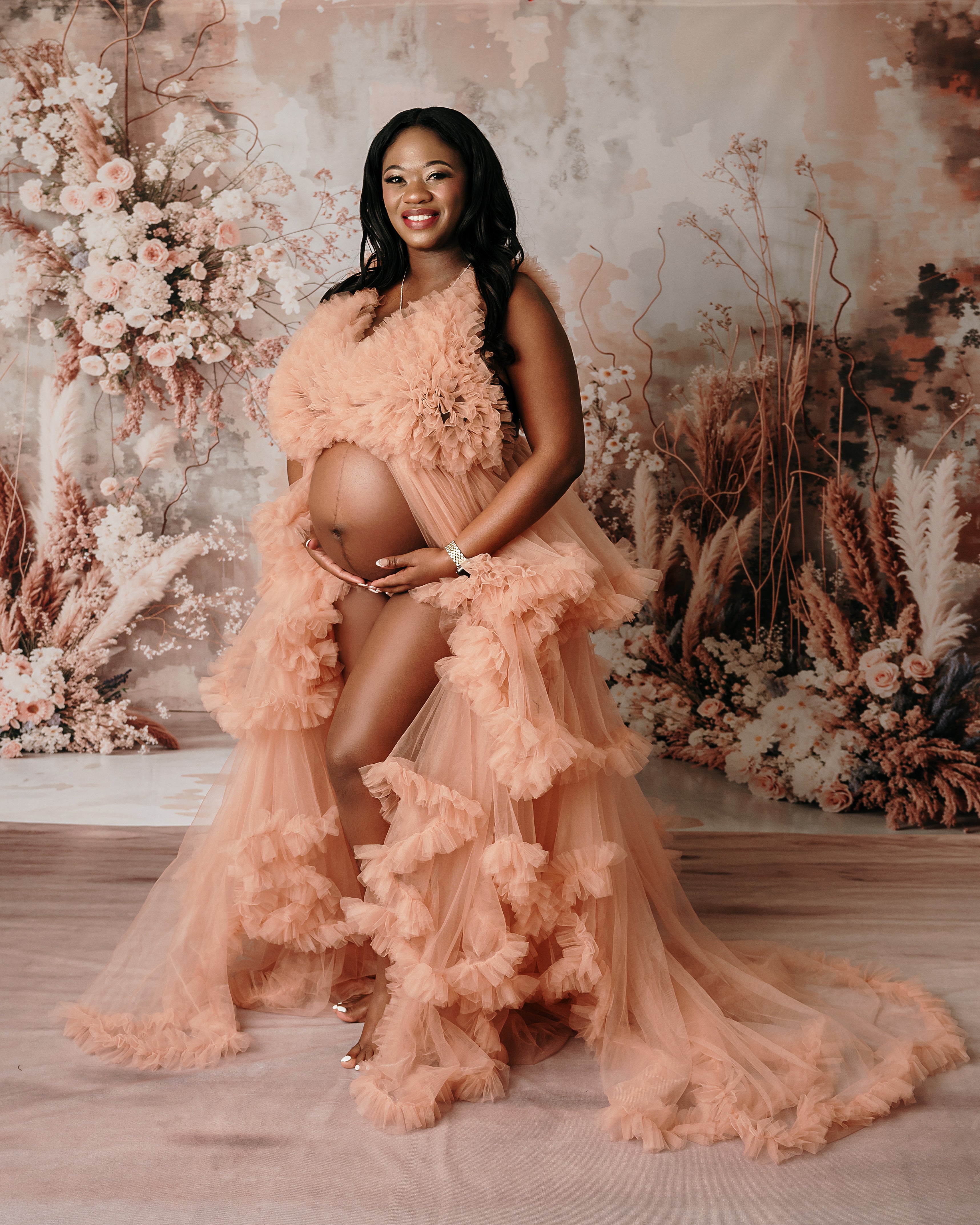 Kate Boho Dried Flowers Backdrop+Abstract Texture Floral Floor Backdrop - Kate Backdrop AU