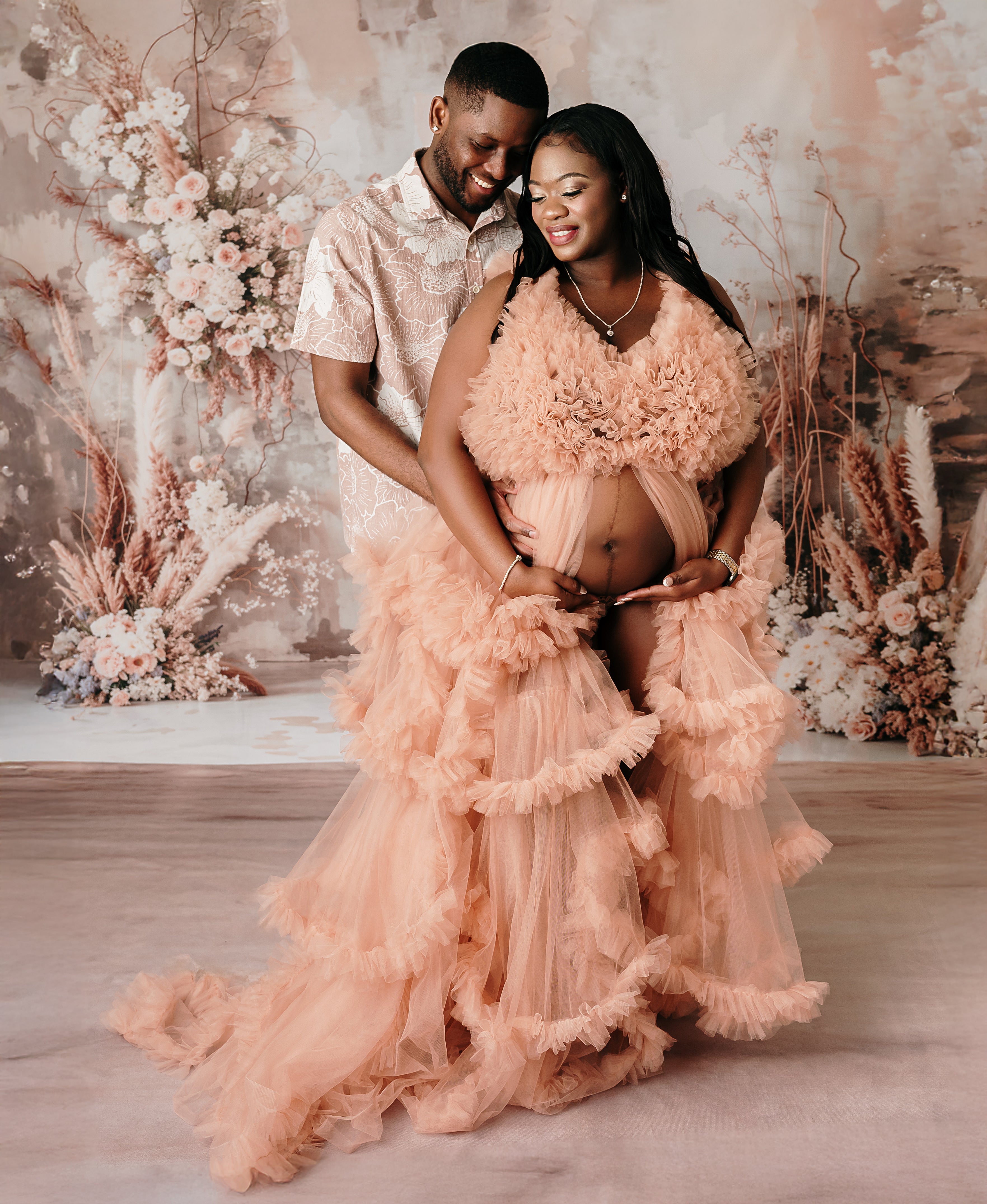 Kate Boho Dried Flowers Backdrop+Abstract Texture Floral Floor Backdrop - Kate Backdrop AU