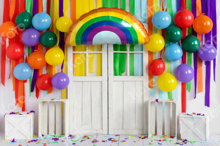 Kate Rainbow Balloons Backdrop Birthday Party Designed by Emetselch - Kate Backdrop AU