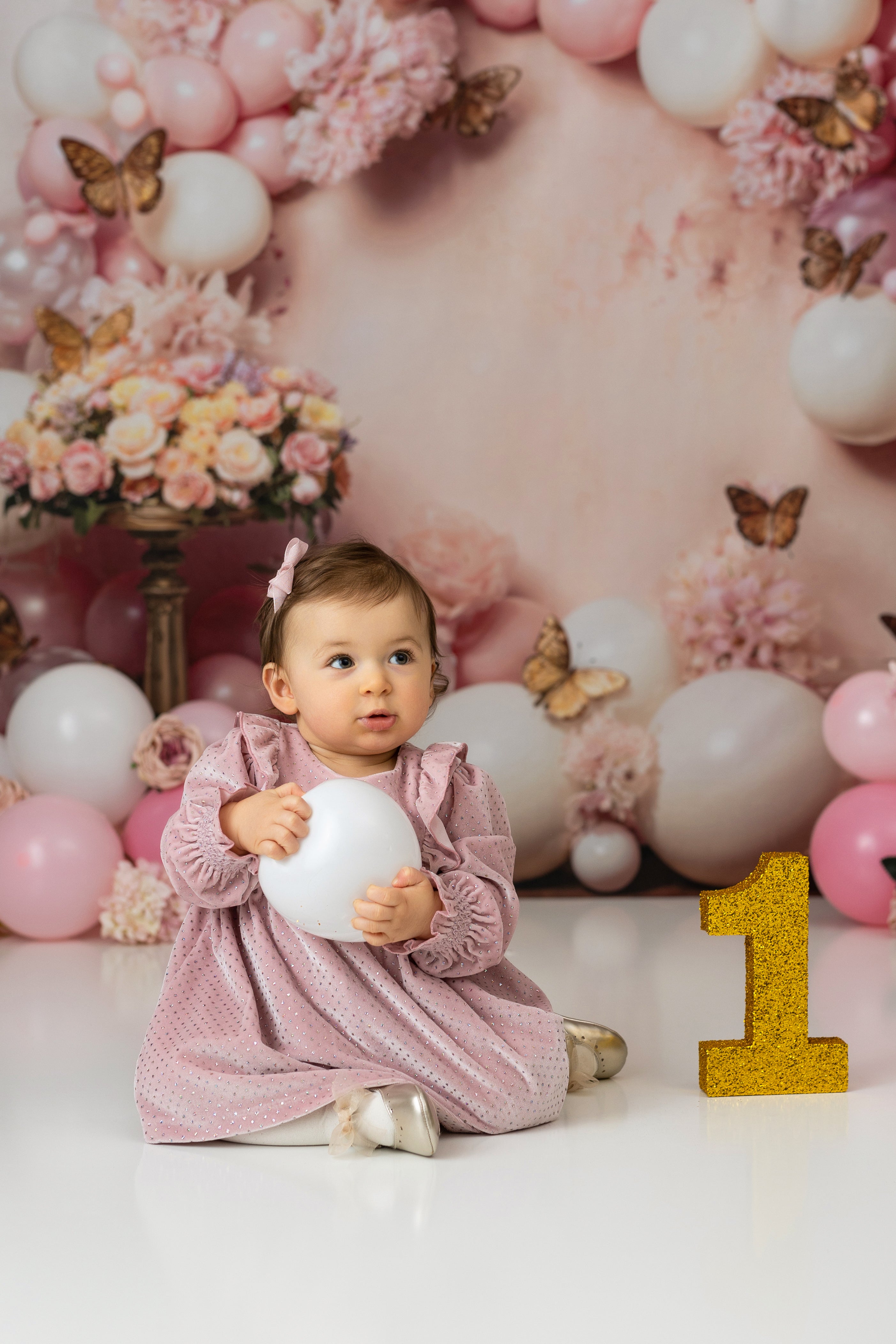 Kate Pink Flower Butterfly Balloon Backdrop Designed by Emetselch - Kate Backdrop AU