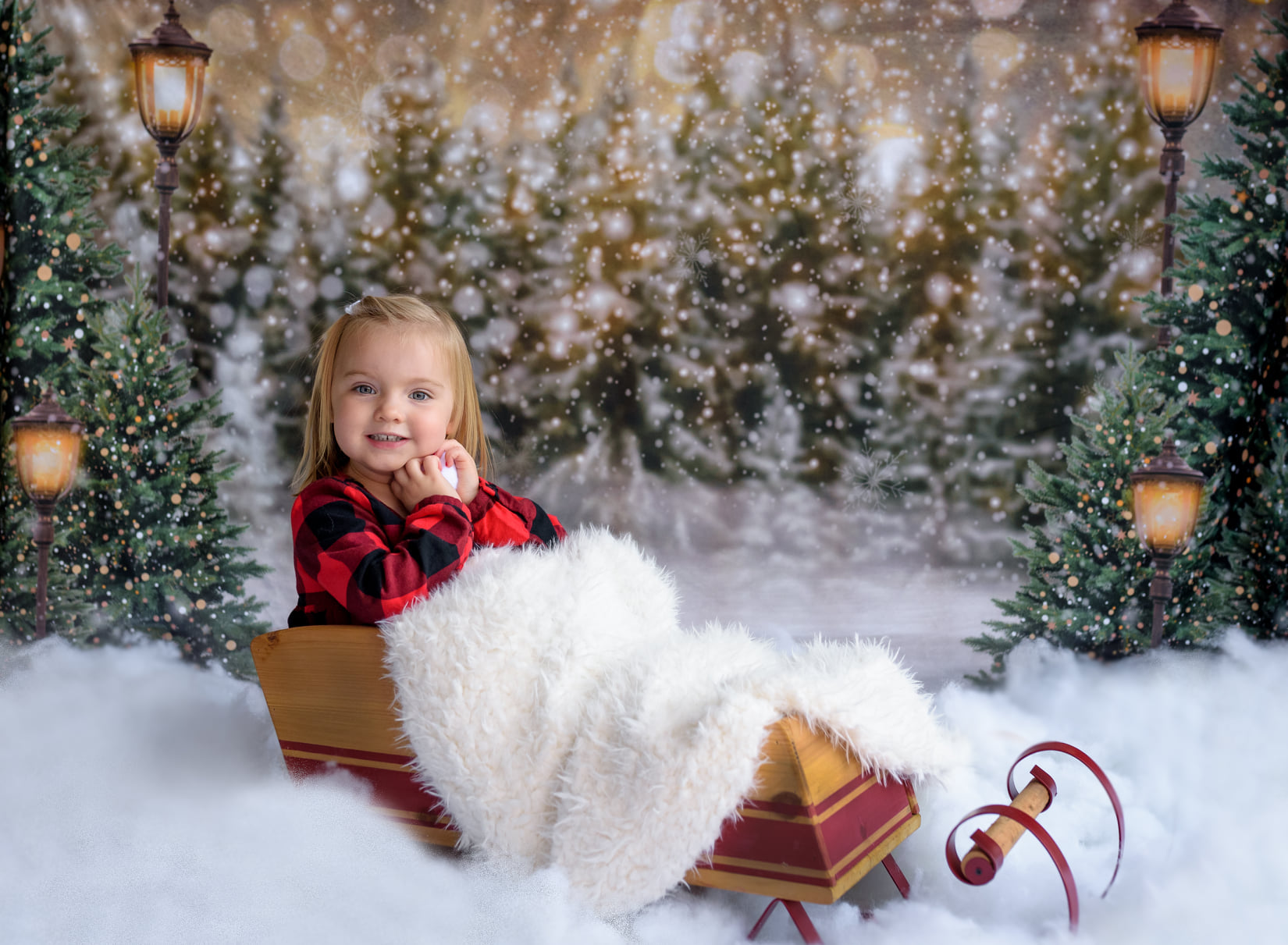 Kate Christmas Snow Forest Lights Backdrop for Photography - Kate Backdrop AU