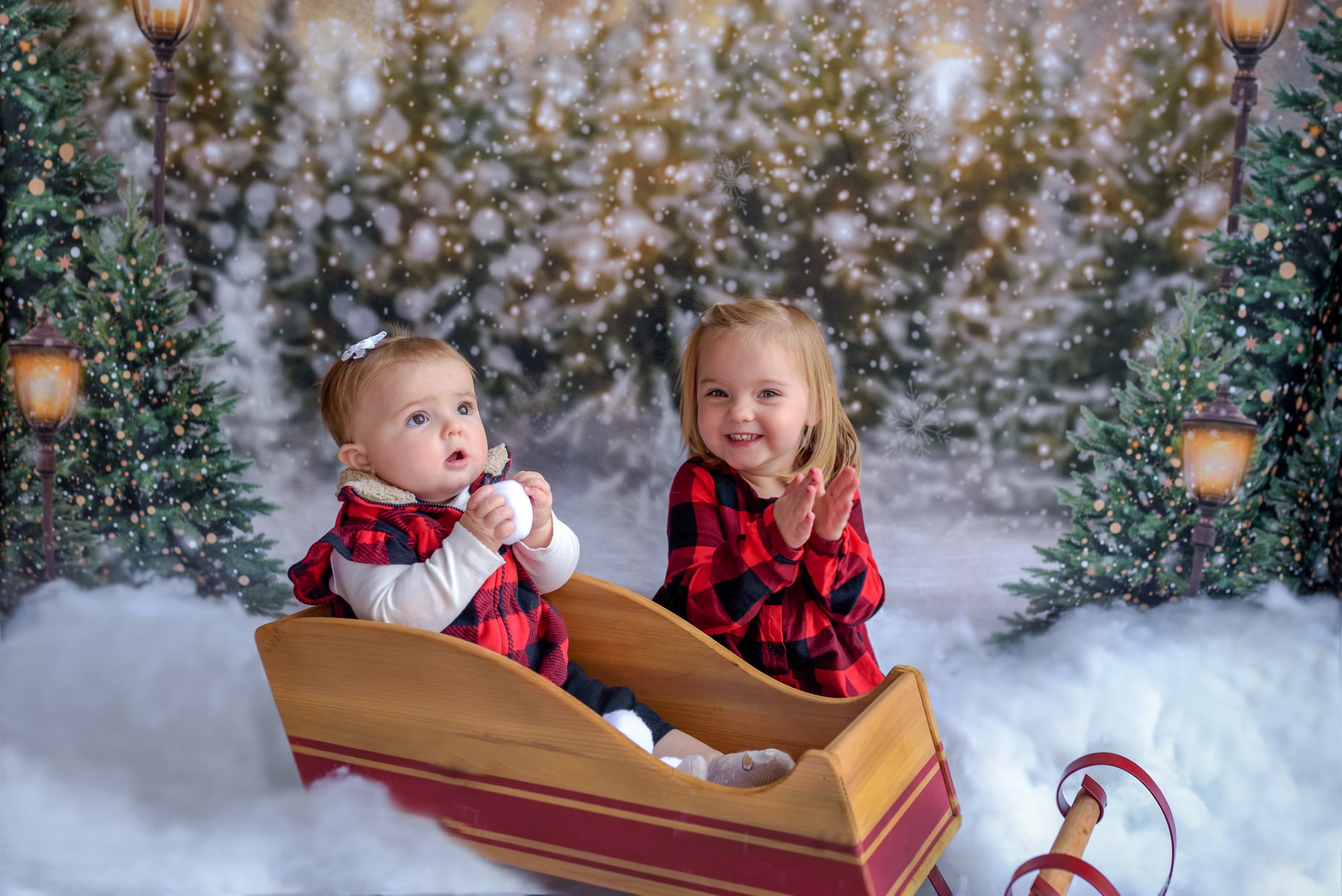Kate Christmas Snow Forest Lights Backdrop for Photography - Kate Backdrop AU