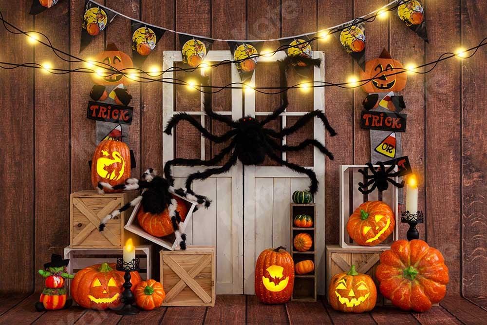 Kate Halloween Pumpkin Spider Thanksgiving Backdrop Designed by Emetselch - Kate Backdrop AU